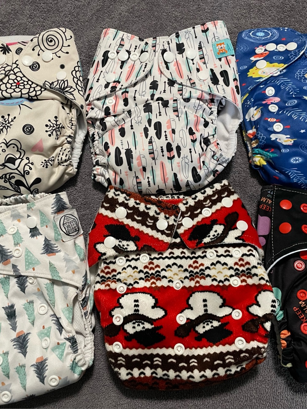 Assorted Patterned Cloth Diapers and liners lot #9